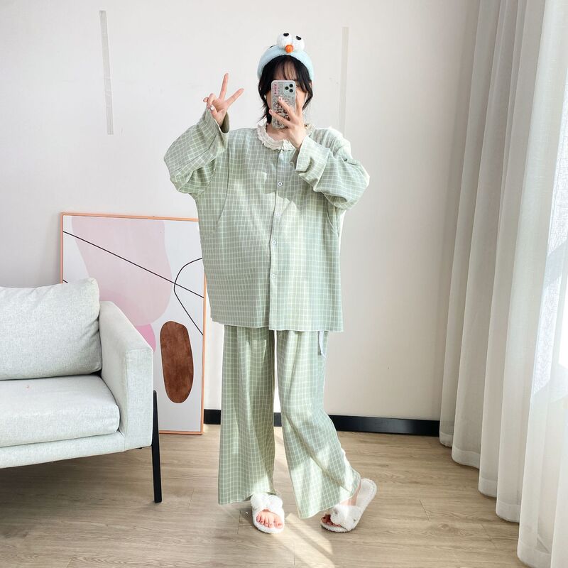 Plus Size Autumn and Winter Warm Thermal Maternity Loungewear 100kg Maternity Wear Postpartum Nursing Set