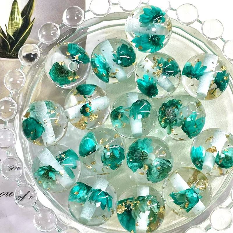 16mm树脂干花金箔圆珠真花散珠diy手工串珠项链手机链饰品配件|undefined