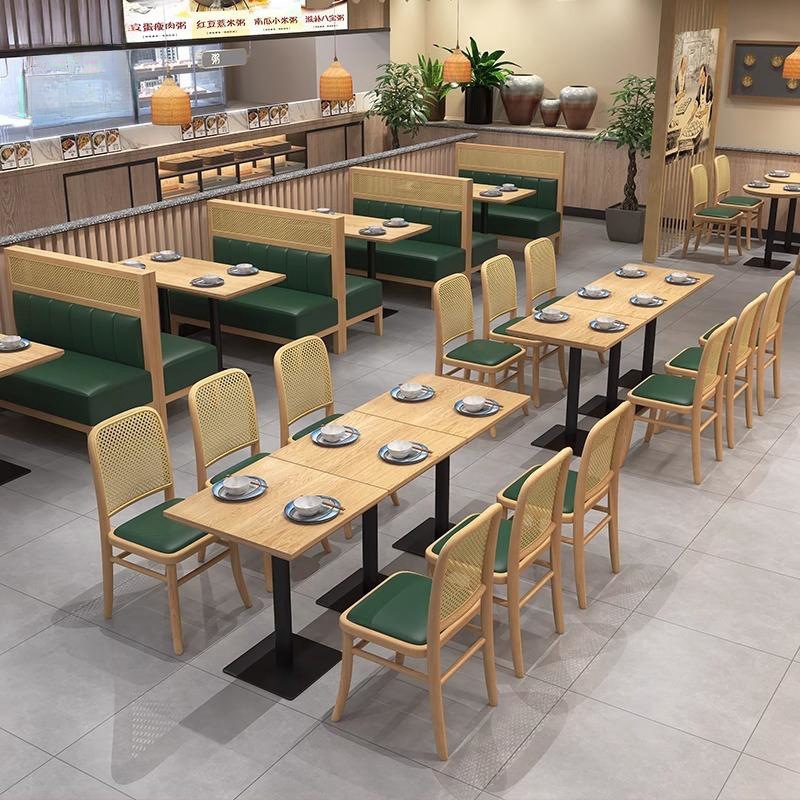 Tea Restaurant Simple Southeast Asian Rattan Sofa Dining Bar Hotel Commercial Wall Booth Theme Restaurant Table and Chair Combination