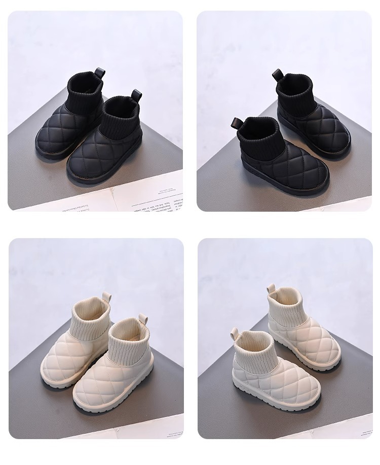 Tongku lapin imperméable neige B chaussures en coton pour enfants 2023 hiver nouvelles filles coton B peluche deux chaussettes en coton_voghion.com