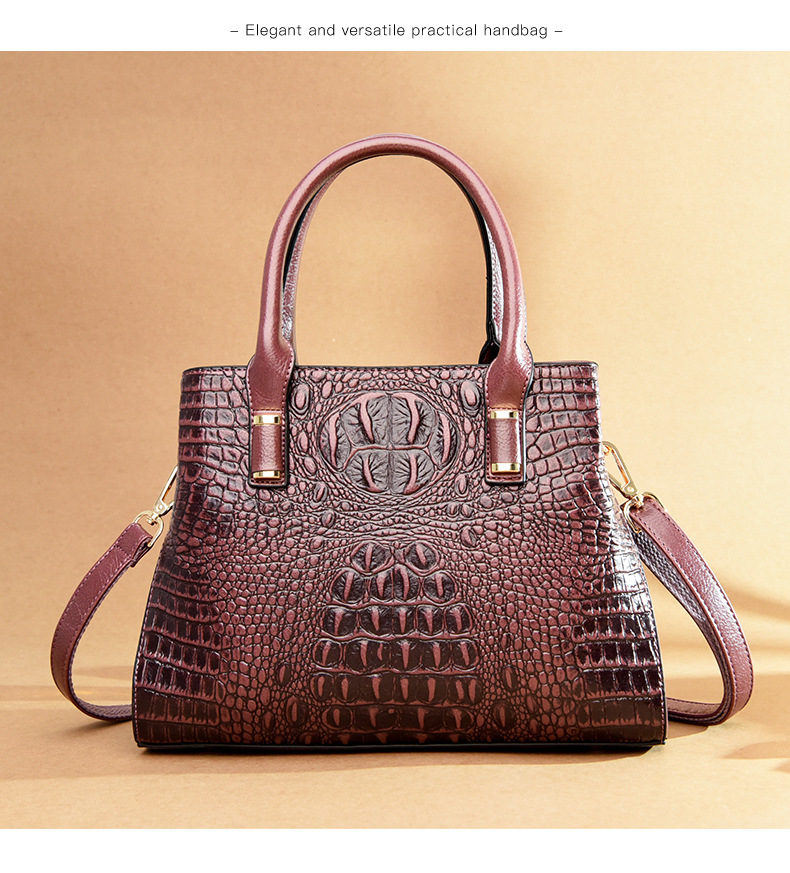 Elegant Crocodile Pattern Leather Handle Bag For Women_voghion.com