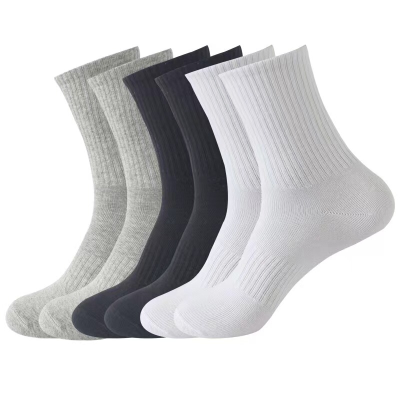 Cross-Border Sports Socks, Outdoor Running Cotton Socks, Men's and Women's Amazon Socks, Mid-Calf Socks, Four-Season Solid Color Men's Socks