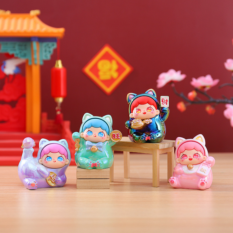 网红解压玩具招财好运猫盲盒桌面摆件礼物好运吉祥物国潮风招财|undefined