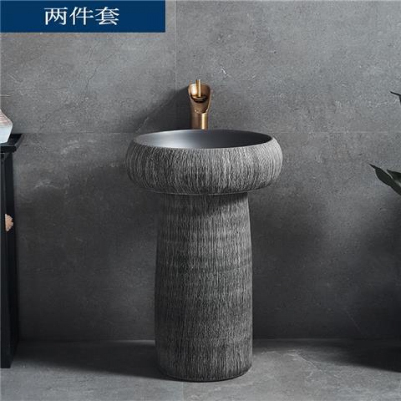 柱盆陶瓷立柱庭院台盆一体阳台落地式洗手池立柱式洗脸盆家用代发|ru
