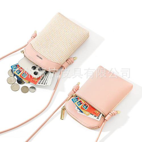 TAOMICMIC diagonal simple Japanese style mini vertical mobile phone bag multi-functional wholesale women's spliced ​​coin purse