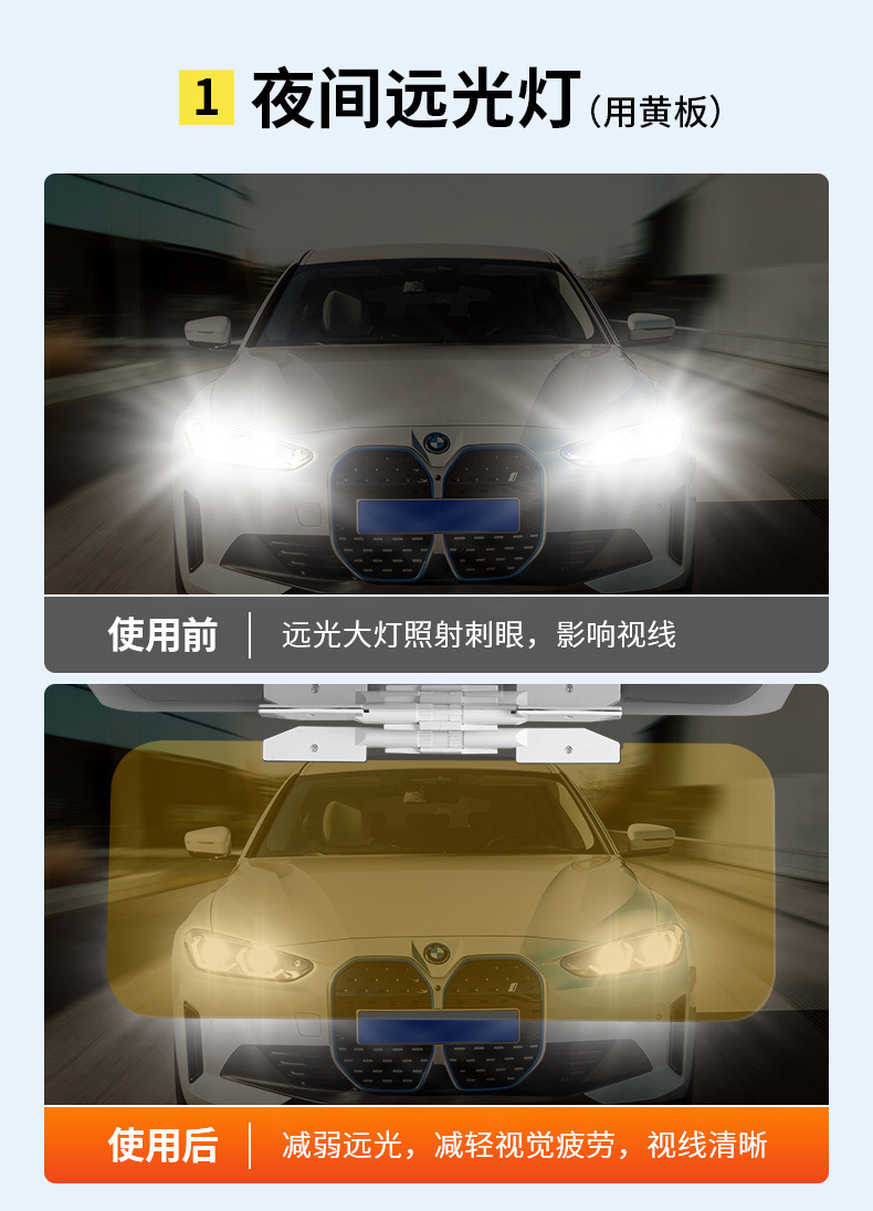 Car Anti-Glare Night Vision Goggles, Magic Tool to Block High Beam Lights, Dual-Use Day and Night Sun Visor, Driver's Anti-Dazzle Glasses