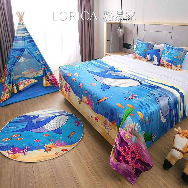 Luoyi Home гостиничный родительско‑детский комплект: накидка на кровать, полотенце на изножье, детская тема с мультяшными мотивами, палатка для номера, покрывало для B&B