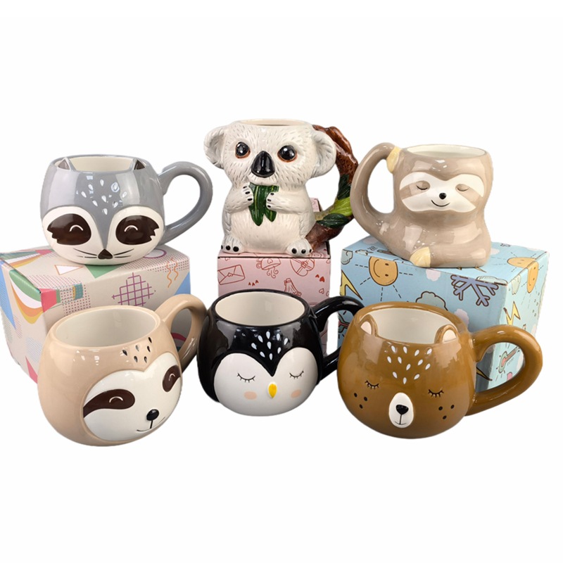Caricatura encantadora taza de cerámica, taza de regalo, taza de cereal para el desayuno, taza de leche