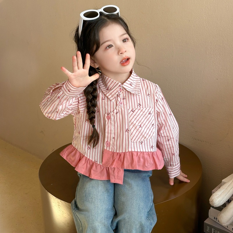 Camisas irregulares de niñas primavera y otoño abrigo 2025 nuevo bebé femenino coreano chaqueta de manga larga ropa de primavera de moda