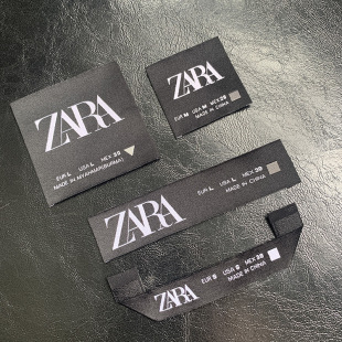 供应服装织唛水洗 zara领标黑底白字服装辅料 成人服饰织标logo领-阿里巴巴