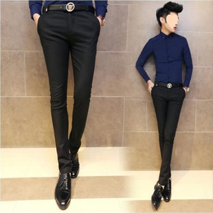 Youth Slim Fit Men's Pants, Spring and Summer Thin Elastic Long Pants, Korean Style Black Tight Cropped Pants Trendy