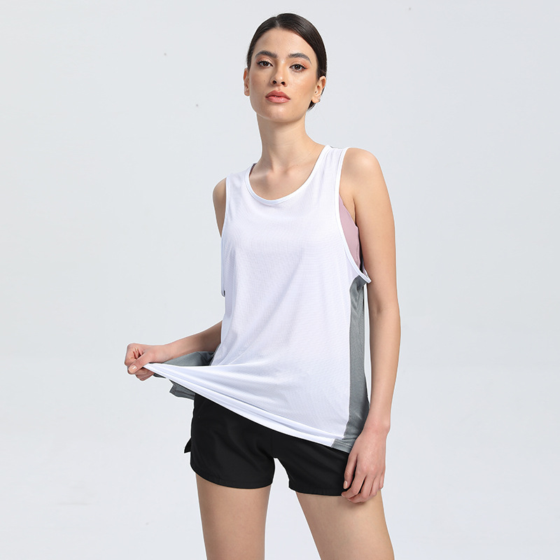 Maratón de verano corriendo Chaleco de secado rápido deportes de hombres y mujeres mismo elástico suelto con sensación de hielo entrenamiento superior ropa de fitness