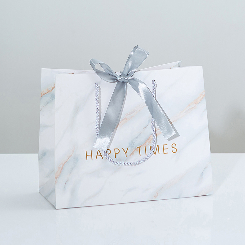 Logotipo personalizado al por mayor bolsa de regalo de mármol bolsa de papel bolsa de ropa bolsa de joyería bolso rosa