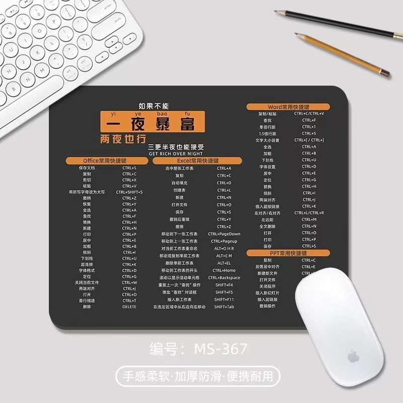 二零二六跨境国潮天然橡胶防滑快捷键ins办公桌面小型鼠标垫护腕