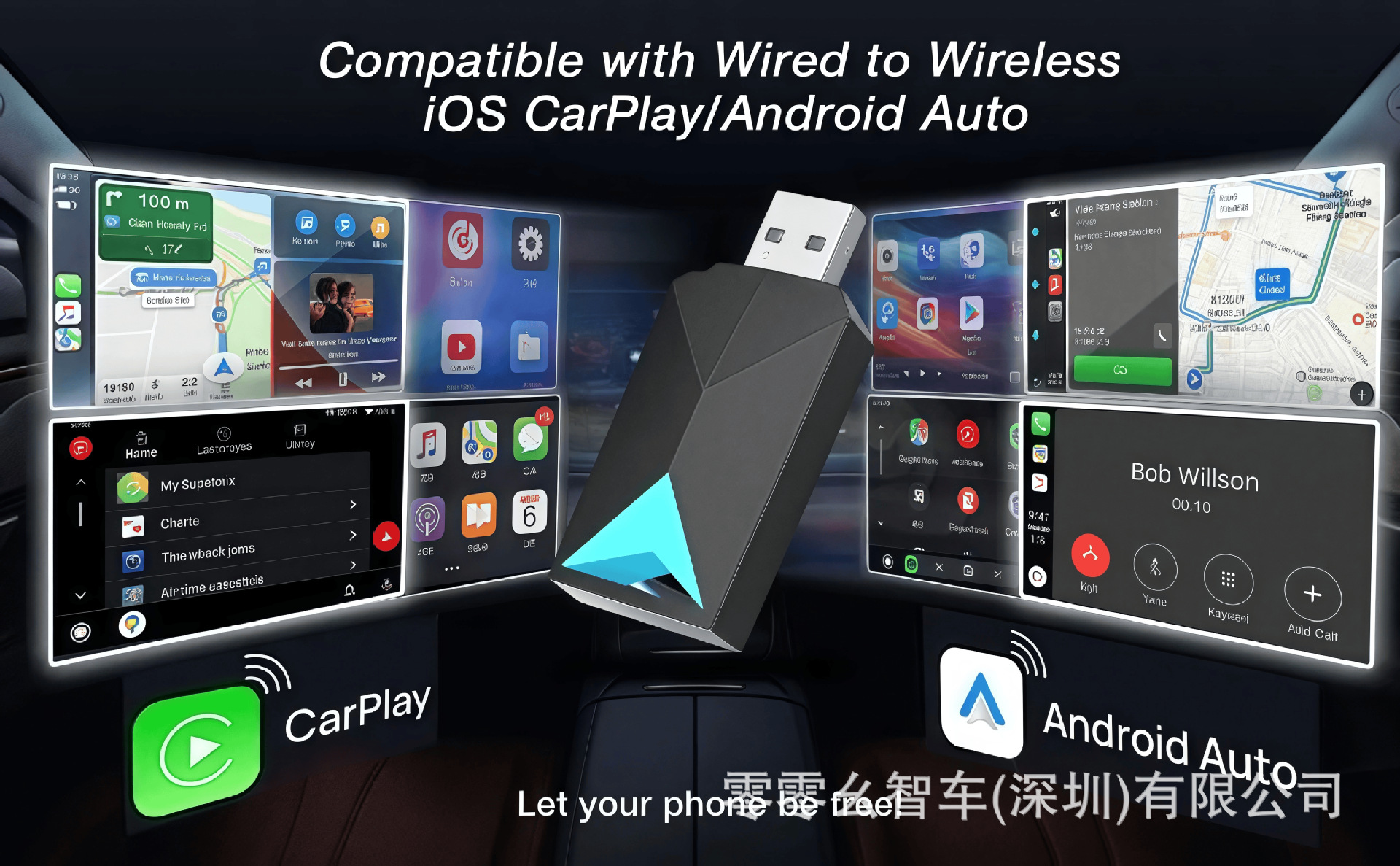 Original Car Wired-To-Wireless Carplay Box for Interconnection, Exclusively for Cross-Border Use, Compatible with Original Car Models for Wireless Upgrade