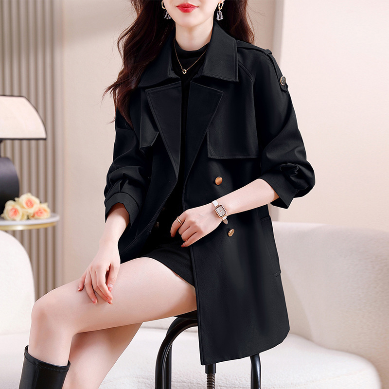 High-End Fashion Petite Women's Coat 2025 Autumn New Mid-Length Trench Coat with a High-End Feel Trendy Coat