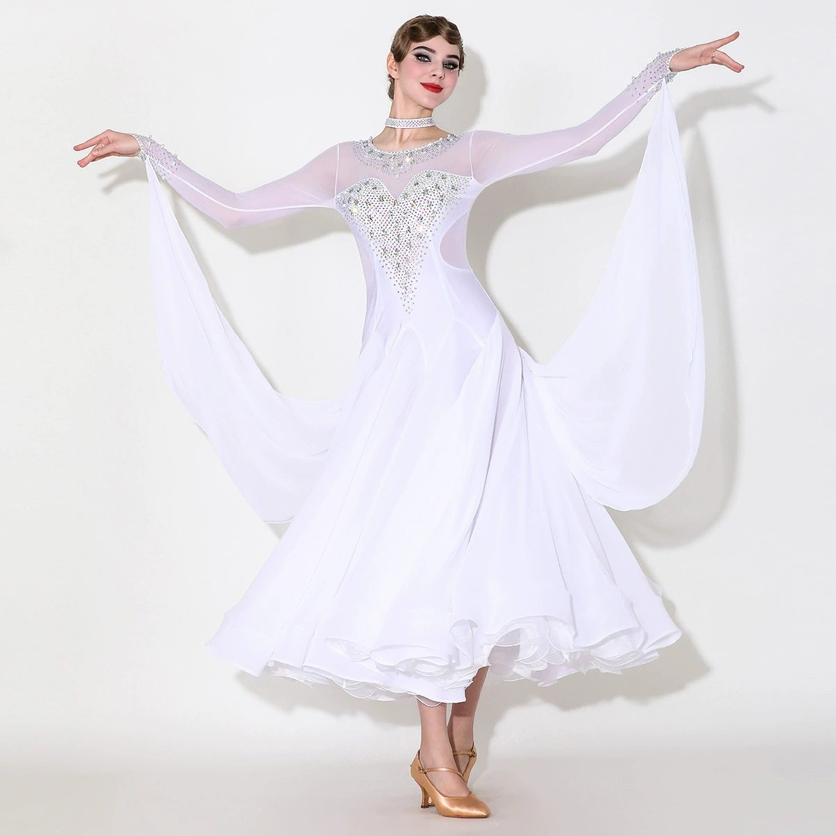 Офили Белая Роза! Mei Yu вальс Современный танцевальный костюм MY926 новый национальный стандарт бриллиантовый костюм