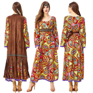 70����͹ŵ�˹����Ƥʿ�ݳ���hippie costume��ɫ��ԭʼ����Ů��
