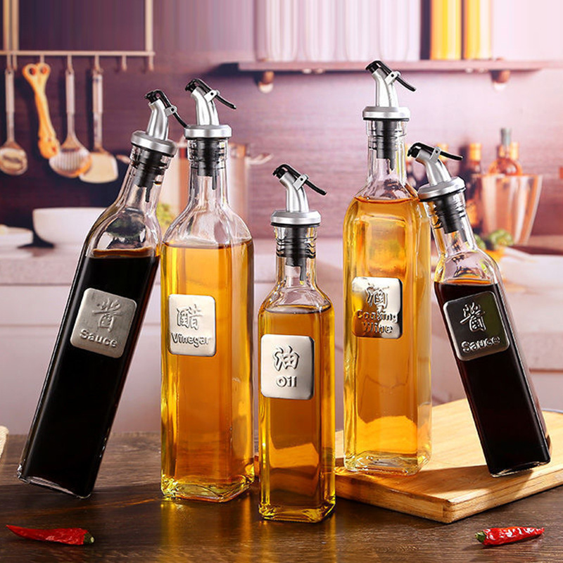 Productos de cocina botella de vinagre de salsa de soja botella de condimento casera de aceite de condimento sellado botella de vidrio a prueba de fugas sellado a prueba de fugas