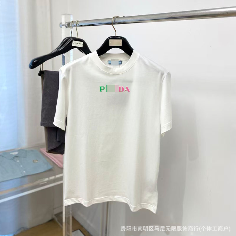 Pujia High-Quality Printed Letter Short-Sleeve Trendy Brand Export Round-Neck Loose Triangle-Shaped Luxury Fashion T-Shirt