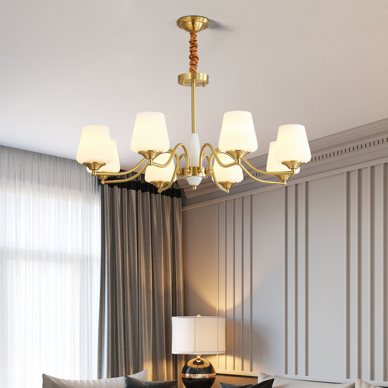 All copper American chandelier living room main lamp bedroom lamp country vintage villa restaurant European high-end Zhongshan lamps All copper American chandelier living room main lamp bedroom lamp country vintage villa restaurant European high-end Zhongshan lamps