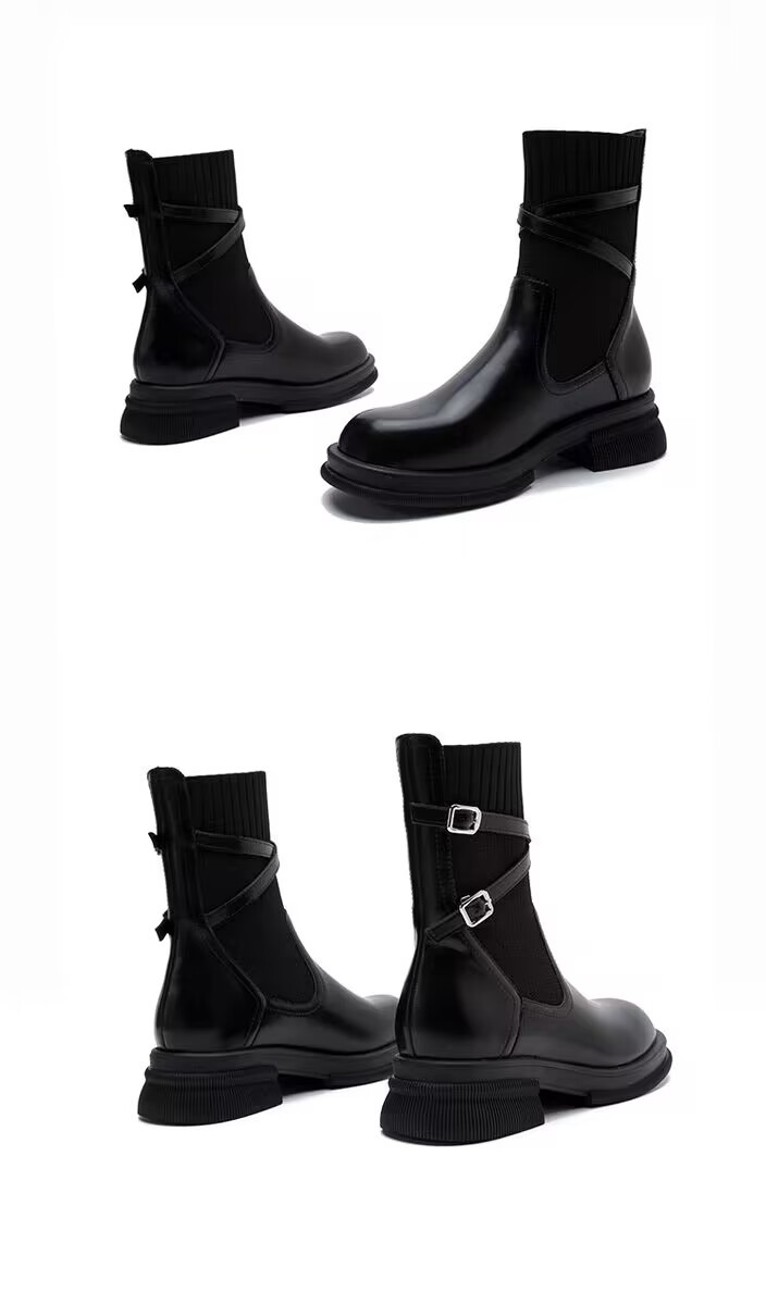 Retro Women's Ankle Boots With Thick Sole And Heel Brown_voghion.com