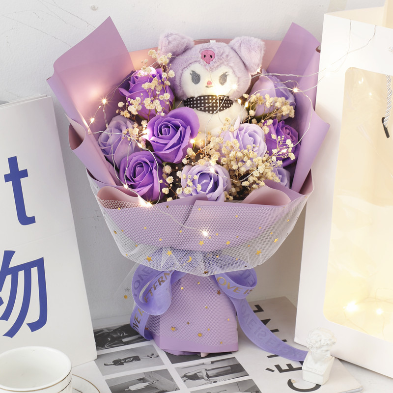 Día de la Madre Strawberry Bear Doll Muñeca Simulación Ramo de jabón de rosa Día de San Valentín Regalo de cumpleaños para novias y novias