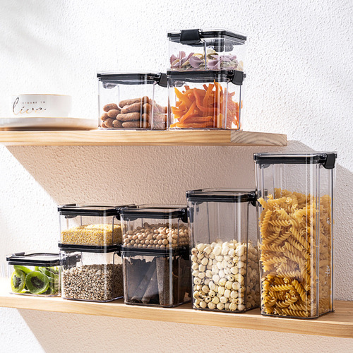Household square transparent sealed jar crisper kitchen grain storage jar snacks dried fruit storage jar wholesale