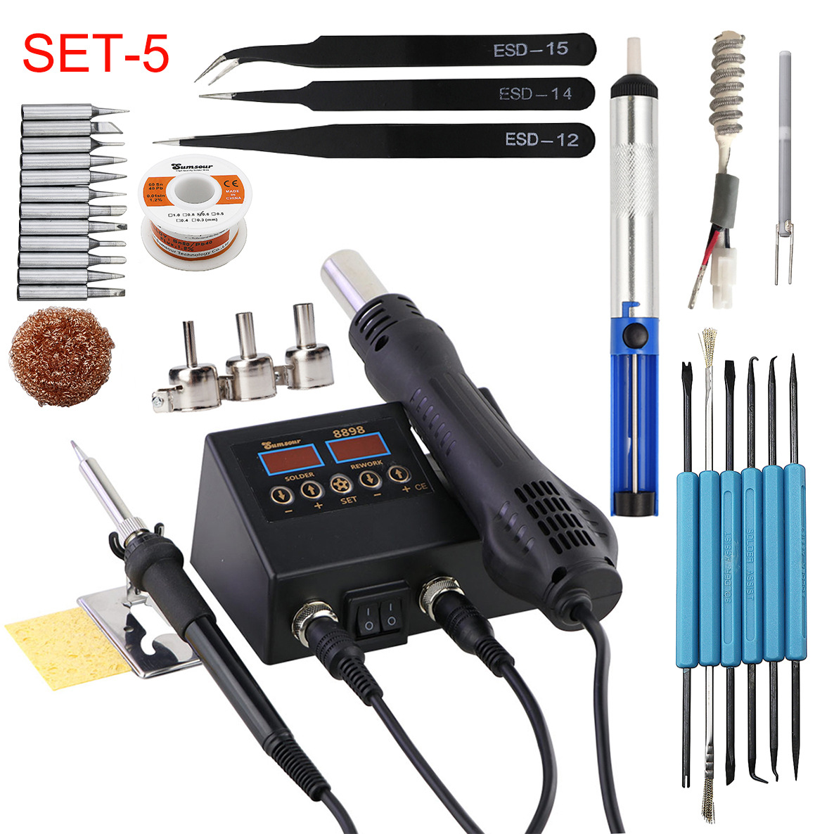 Pistola de aire caliente 8898, soldador eléctrico dos en uno, estación de soldadura para reparación de computadoras y teléfonos móviles, herramienta de bricolaje.