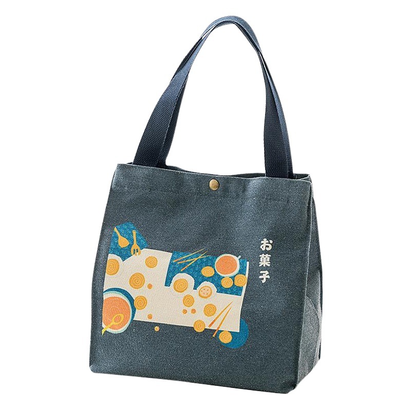 New Japanese style lunch bag Japanese style drawstring convenient portable picnic bag canvas insulation bag thickened lunch box bag for students