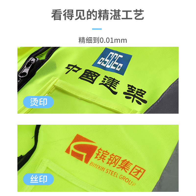 chaleco reflectante personalizado multibolsillo construcción de seguridad ventilada sitio de construcción sanitario transporte de conducción impresa de gran tamaño ropa reflectante