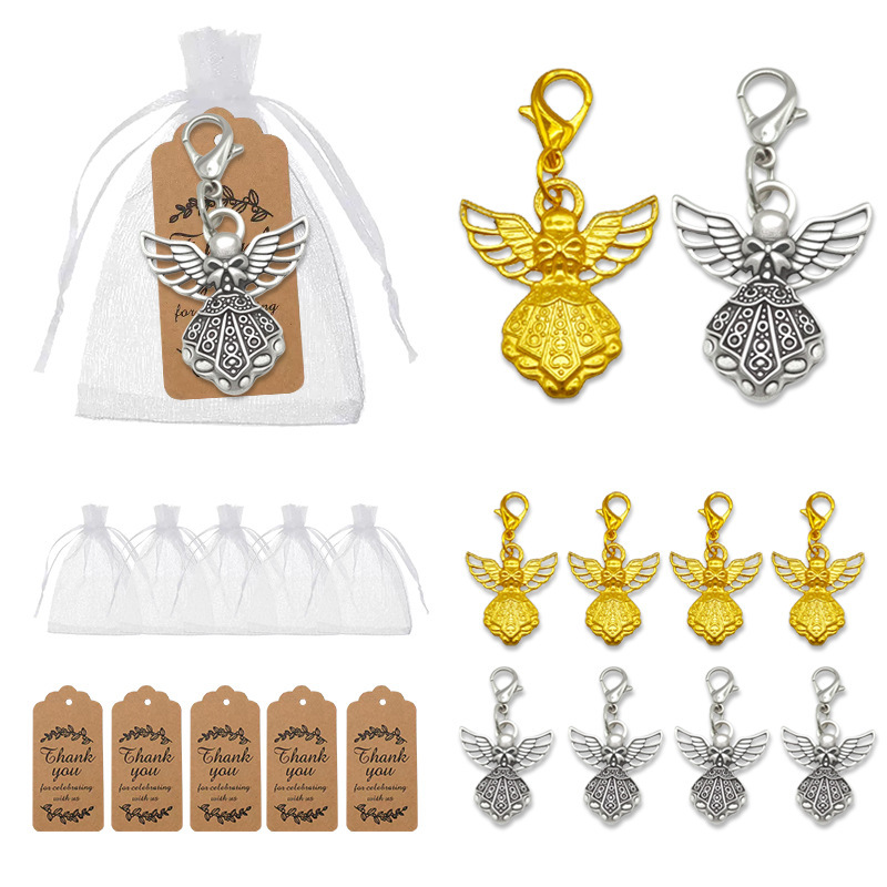 Aliexpress Cross-Border European and American Hot Selling Ancient Silver Angel Pendants Jewelry Accessories Pendant Keychain Accessories Wholesale