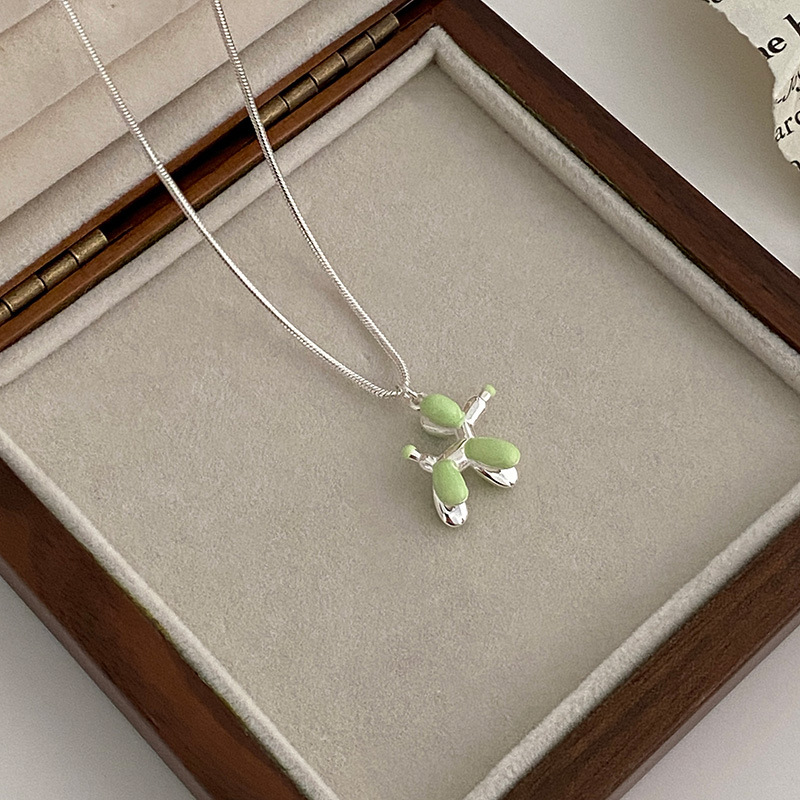 Collana a palloncino con smalto a goccia color argento sterling S, catena per clavicola femminile, minimalista giapponese coreano versatile,_voghion.com
