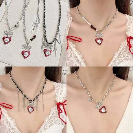 西太后土星珍珠爱心项链闪钻立体星球小众高级感女甜酷风轻奢项链