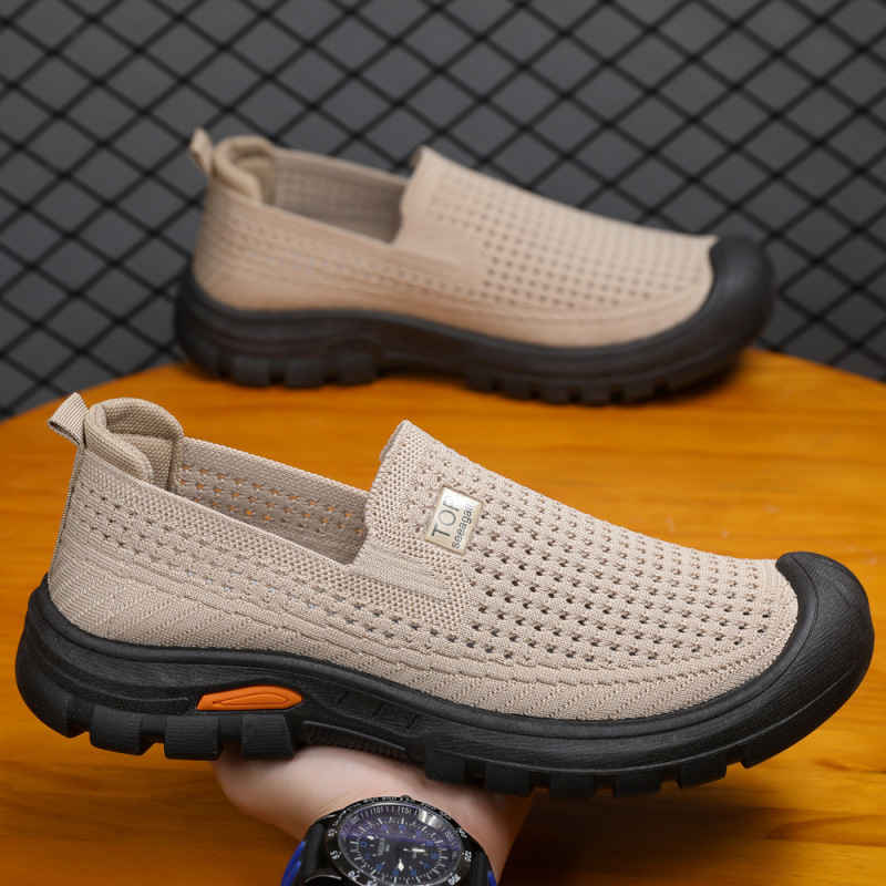 Men's Casual Shoes, Summer Breathable New Driving Shoes, Lightweight and Comfortable Mesh Shoes, Soft-Soled Fly-Knit Slip-On Men's Shoes