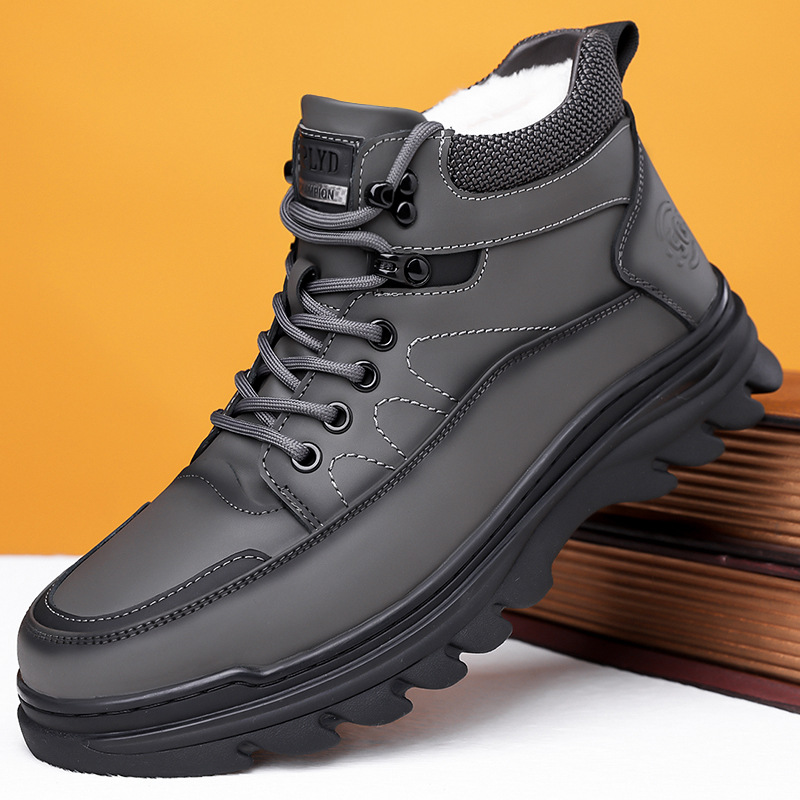 热卖爆款2025秋冬男鞋牛皮低筒休闲马丁靴复古保暖加绒高帮鞋代发