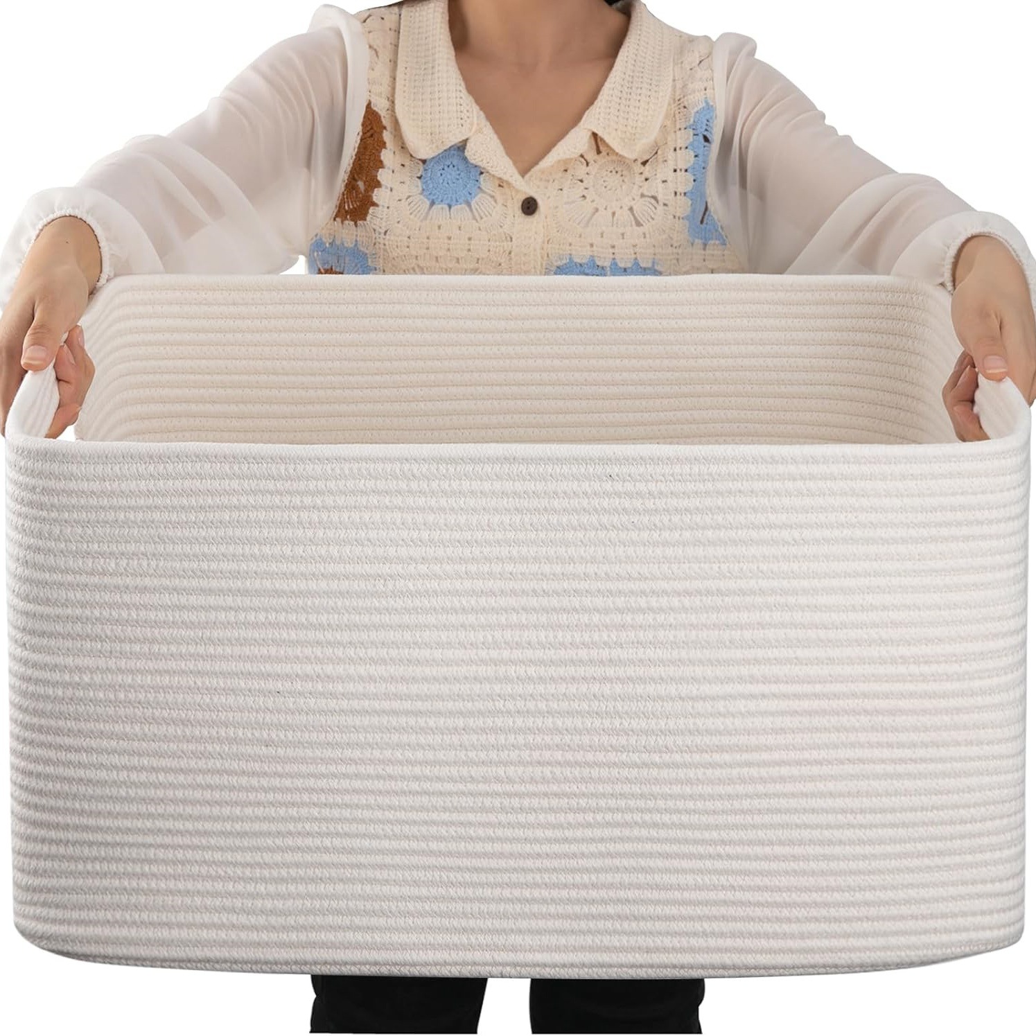 Fábrica directa gran tela de algodón trenzada canasta de ropa sucia canasta de almacenamiento de juguetes armario de dormitorio canasta de almacenamiento plegable
