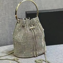 新款手提婚礼水桶铂金双肩链条笑脸包女多功能单肩托特胸包水晶包