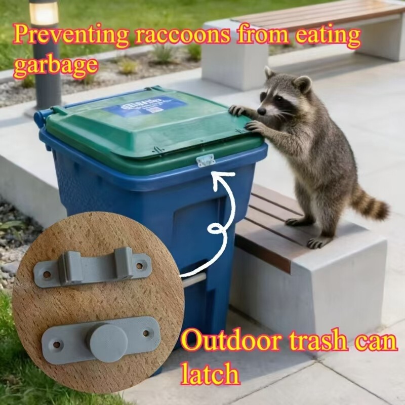3D Printed Trash Can Lock Clip, Heavy-Duty Trash Can Lid Lock, Universal Type Suitable for Most Trash Cans