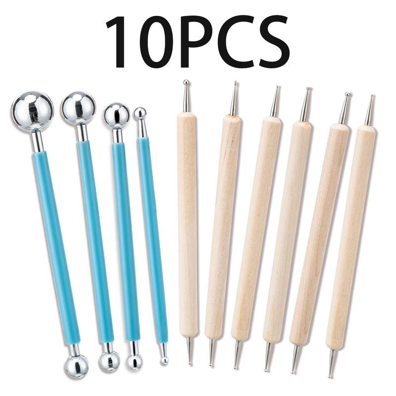 Cross-border pottery tools 10-piece set suitable for clay modeling, rock painting, pottery embossing, and nail art wholesale