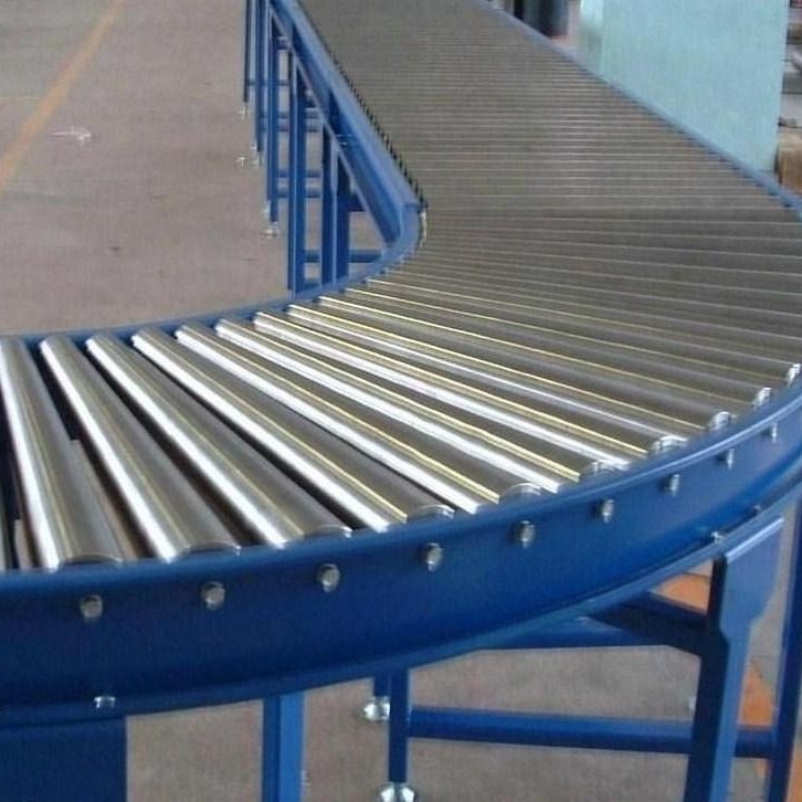 无动力手推滚筒流水线 90度转弯滚筒输送机动力链轮不锈钢辊筒线