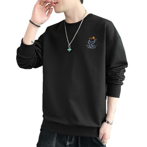 Men's Fall Long Sleeve T-Shirt, Spring Hoodie Base Layer Shirt, Men's Crew Neck Hooded Sweatshirt, Versatile Casual Sweatshirt for Men