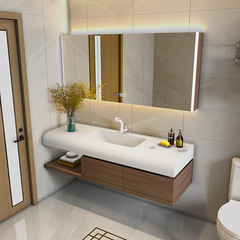 OD59 wholesale simple new Chinese style Corian integrated basin and bathroom cabinet combination smart bathroom sink