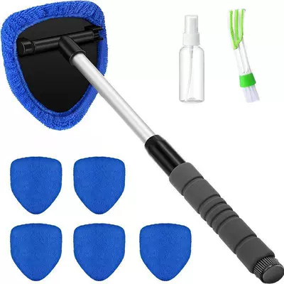 Defogging Brushes, Factory Wholesale Telescopic Car cleaning tools - 1-set-five-sided-telescopic-sponge-pole-6-blue-cloth-covers-spray-bottle-detail-brush