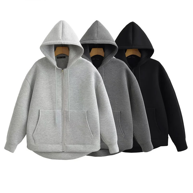 European and American Cross-Border Winter New Retro Sweatshirt Zipper Sweatshirt Fashion Long-Sleeved Street Parka Women's Jacket