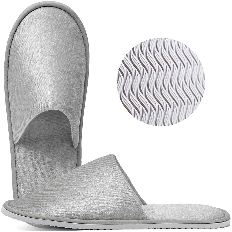 [매우 비용 효율적] Haoyue 실버 골드 벨벳 슬리퍼(모든 사이즈에 적합, 38~45 사이즈에 적합, 7mm 두께의 미끄럼 방지 밑창)