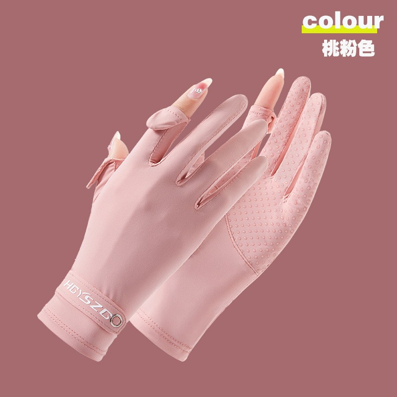 Guantes de protección solar para mujer de verano de seda fina de hielo al aire libre a prueba de rayos UV transpirable fugas de dos dedos guantes antideslizantes