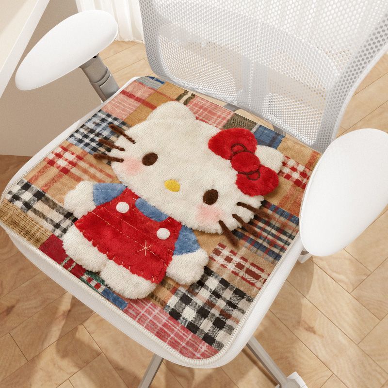 复古立体凯蒂猫办公室久坐毛绒屁垫卡通学生凳子坐垫柔软椅子垫