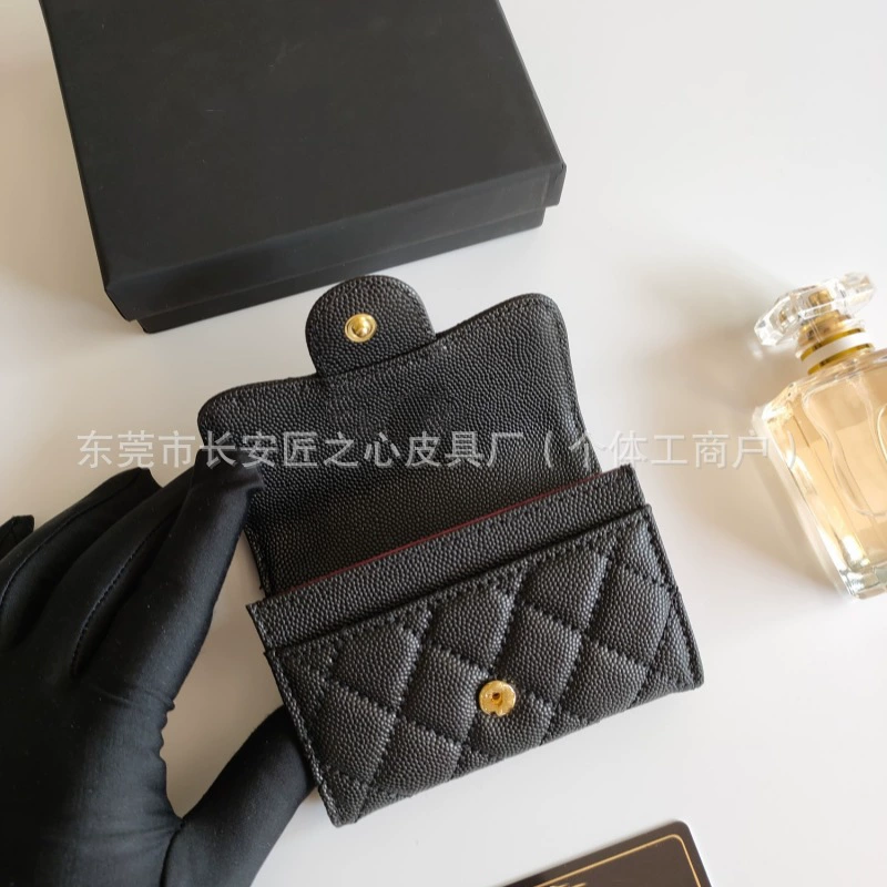 Кошелек, держатель для карт, корейский стиль, в стиле Chanel, натуральная кожа