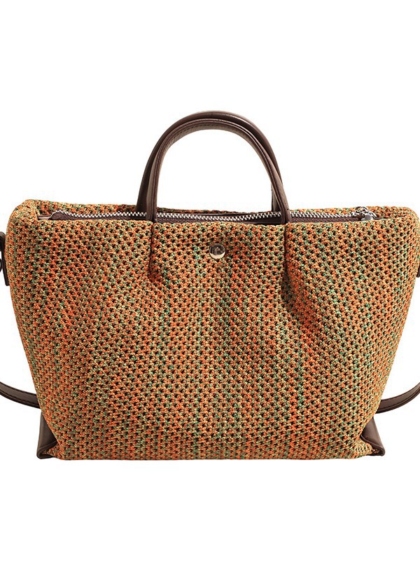 Moda de gran capacidad nueva bolsa de tejido portátil nicho de diseño de vacaciones estilo de mar ocio mochila de hombro